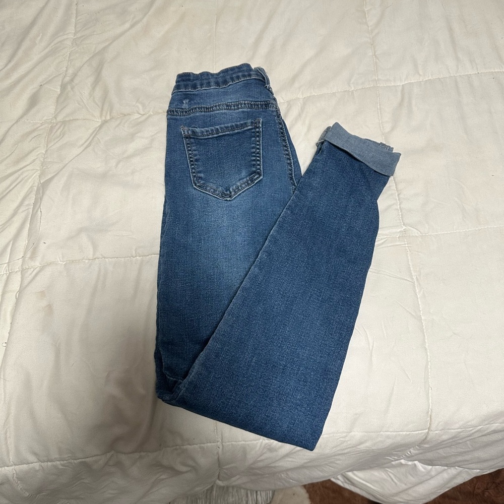 SHEIN Ankle Cuffed Skinny Jeans